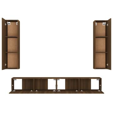 4 Piece Brown Oak TV Cabinet Set - Stylish & Practical