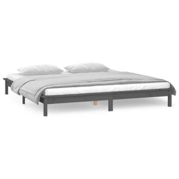 LED Bed Frame Grey 120x200 cm - Solid Wood Design