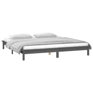 LED Bed Frame Grey 120x200 cm - Solid Wood Design