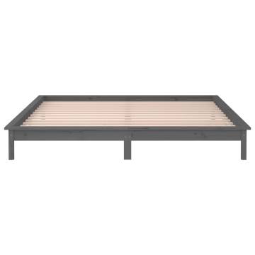 LED Bed Frame Grey 120x200 cm - Solid Wood Design