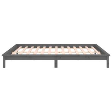 LED Bed Frame Grey 120x200 cm - Solid Wood Design