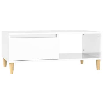 Modern High Gloss White Coffee Table - 90x50 cm