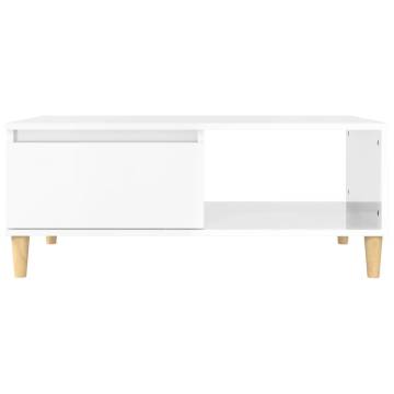 Modern High Gloss White Coffee Table - 90x50 cm