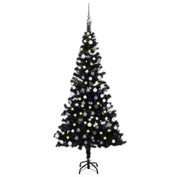 Artificial Pre-lit Christmas Tree with Ball Set - 150 cm Black