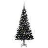 Artificial Pre-lit Christmas Tree with Ball Set Black 150 cm PVC Colour black and grey Size 150 x 75 cm Quantity in Package 1 Number of Branch Tips 