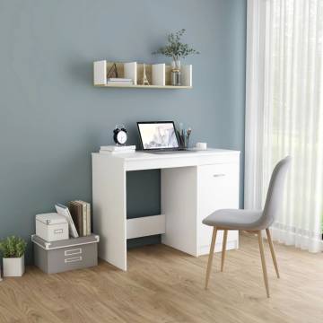 Modern White Desk 100x50 cm - Durable Engineered Wood