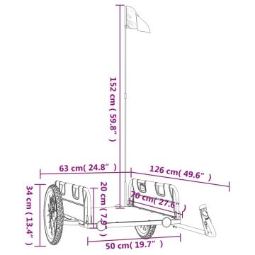 Bike Trailer - Orange Oxford Fabric & Durable Iron Construction