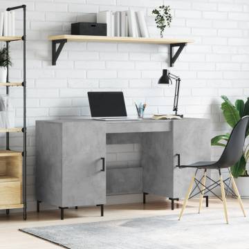 Elegant Concrete Grey Desk - Space-Saving Design | HipoMarket