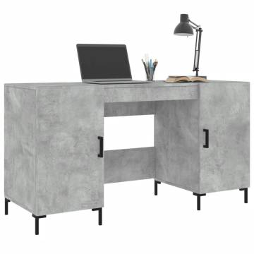 Elegant Concrete Grey Desk - Space-Saving Design | HipoMarket