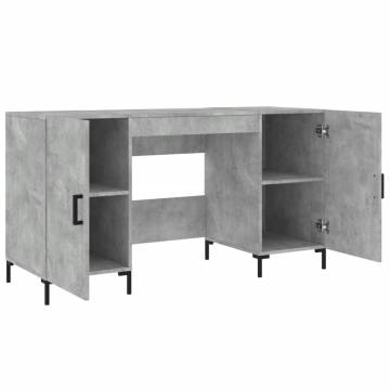 Elegant Concrete Grey Desk - Space-Saving Design | HipoMarket