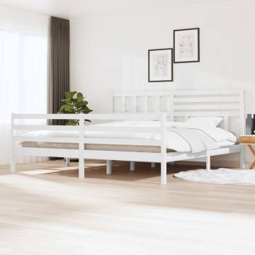 White Solid Wood Bed Frame 200x200 cm - Timeless Design