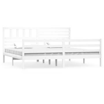 White Solid Wood Bed Frame 200x200 cm - Timeless Design