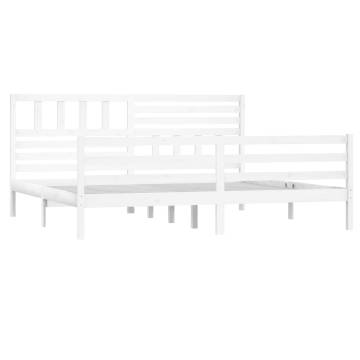 White Solid Wood Bed Frame 200x200 cm - Timeless Design