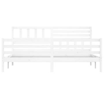 White Solid Wood Bed Frame 200x200 cm - Timeless Design