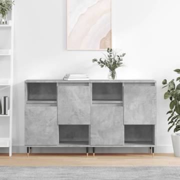 Concrete Grey Sideboards - Stylish & Durable 2 pcs Set