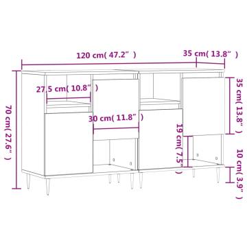 Concrete Grey Sideboards - Stylish & Durable 2 pcs Set