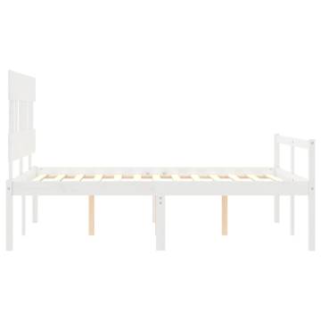 White Bed Frame with Headboard 120x200 cm - Solid Wood