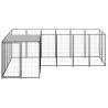 Durable Black Dog Kennel - 4.84 m² Steel Outdoor Enclosure