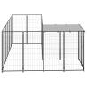 Durable Black Dog Kennel - 4.84 m² Steel Outdoor Enclosure