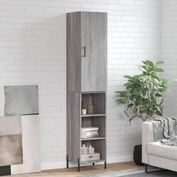 Stylish Grey Sonoma Highboard - 34.5x34x180 cm | HipoMarket