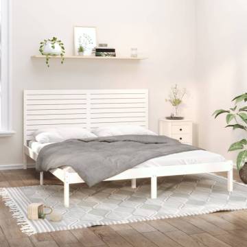 White Solid Wood Bed Frame 180x200 cm Super King Size | HipoMarket