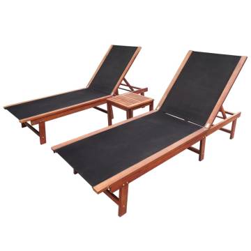 Sun Loungers Set - 2 pcs Acacia Wood & Textilene | HIPO Market