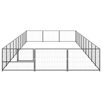 Premium Black Steel Dog Kennel - 30 m² Outdoor Enclosure