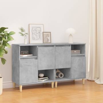 Trendy 2 Pcs Concrete Grey Sideboards - Durable & Stylish