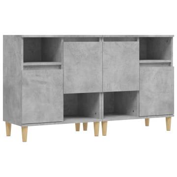 Trendy 2 Pcs Concrete Grey Sideboards - Durable & Stylish