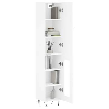 Stylish Highboard in White - 34.5x34x180 cm Engineered Wood