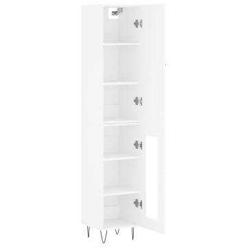 Stylish Highboard in White - 34.5x34x180 cm Engineered Wood