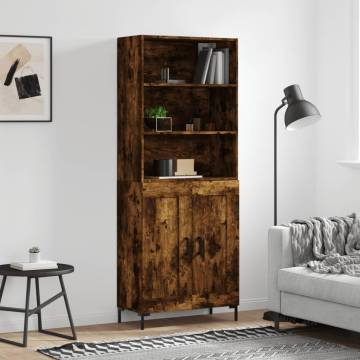 Stylish Highboard in Smoked Oak - 69.5x34x180 cm