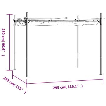 Cream Pergola with Retractable Roof - 295x292 cm | HipoMarket