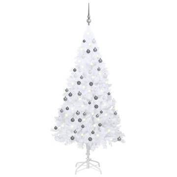 Pre-lit White Christmas Tree with Ball Set - 180 cm