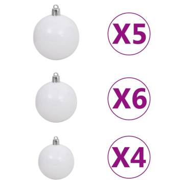 Pre-lit White Christmas Tree with Ball Set - 180 cm