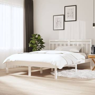 White Solid Wood Bed Frame 135x190 cm | Hipomarket