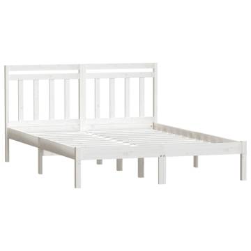 White Solid Wood Bed Frame 135x190 cm | Hipomarket