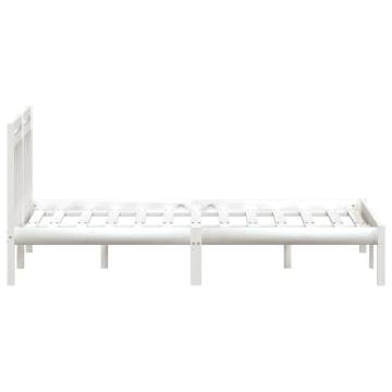 White Solid Wood Bed Frame 135x190 cm | Hipomarket