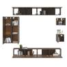 8 Piece Brown Oak TV Cabinet Set - Stylish Storage Solution