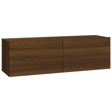 8 Piece Brown Oak TV Cabinet Set - Stylish Storage Solution