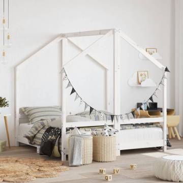 Kids Bed Frame - White 70x140 cm Solid Pine Wood | HipoMarket