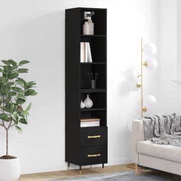 Elegant Highboard Black 34.5x34x180 cm | Hipomarket UK