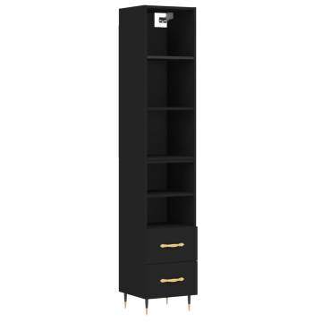 Elegant Highboard Black 34.5x34x180 cm | Hipomarket UK