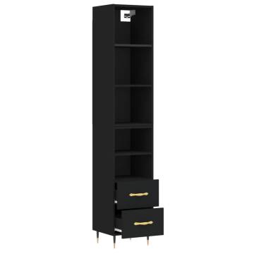 Elegant Highboard Black 34.5x34x180 cm | Hipomarket UK