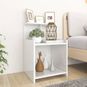 High Gloss White Bed Cabinet - Stylish & Durable - 40x35x60 cm