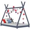 Kids Bed Frame Grey Solid Pine Wood 90x200 cm Colour grey Size 90 x 200 cm 