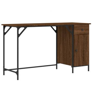 Stylish Brown Oak Computer Desk - 131x48x75 cm