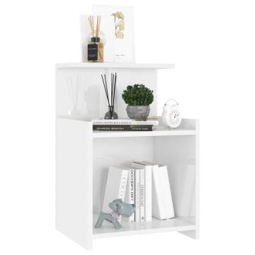 High Gloss White Bed Cabinet - Stylish & Durable - 40x35x60 cm