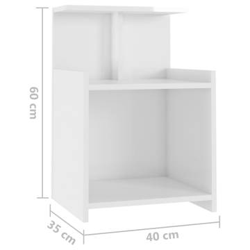 High Gloss White Bed Cabinet - Stylish & Durable - 40x35x60 cm