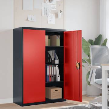 Stylish Anthracite & Red File Cabinet - 90x40x140 cm Steel